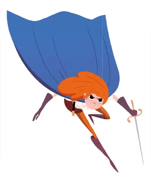 Convey the interaction between the character and the wind